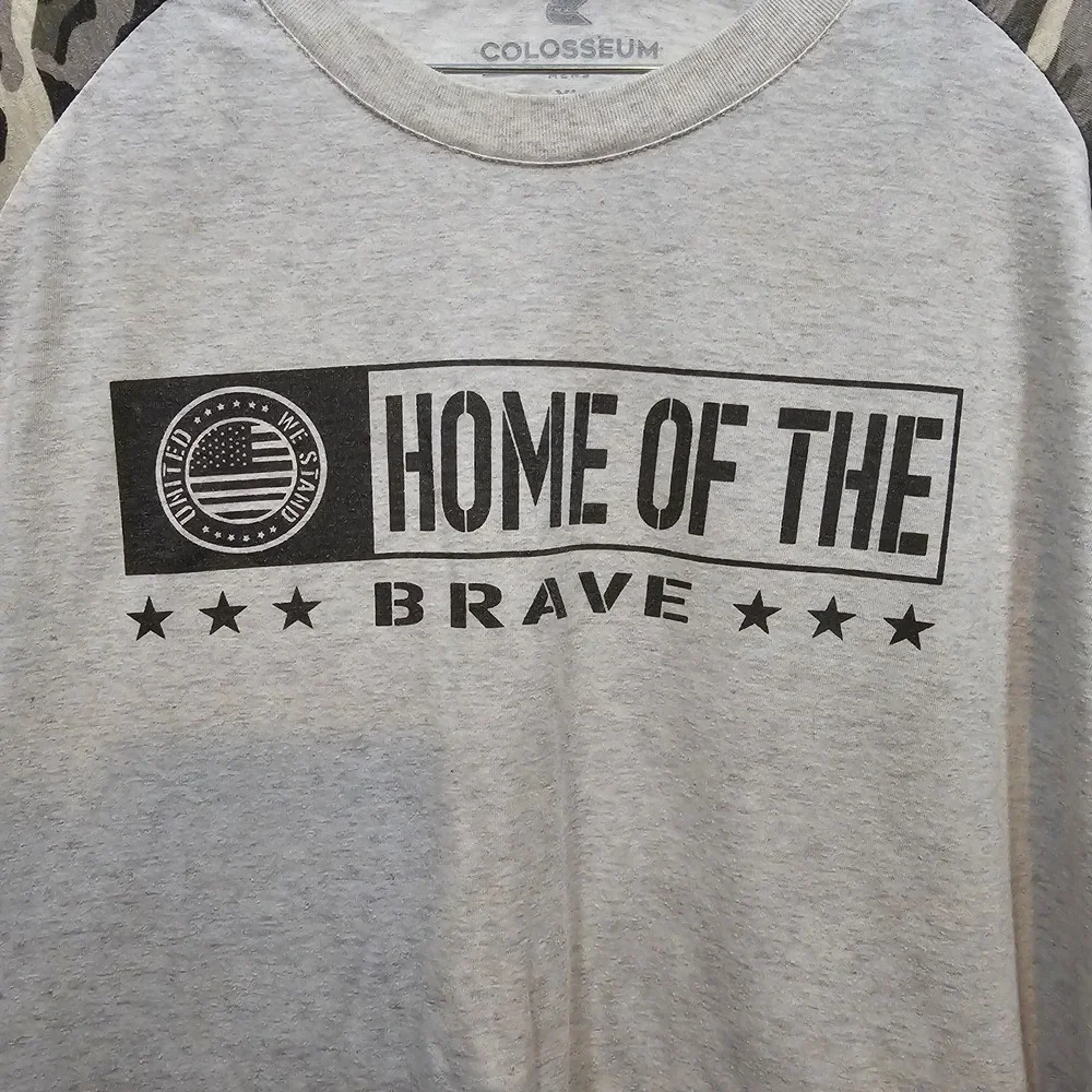 Home of the Brave Long Sleeve Camo T-Shirt‎ Men's Size XL